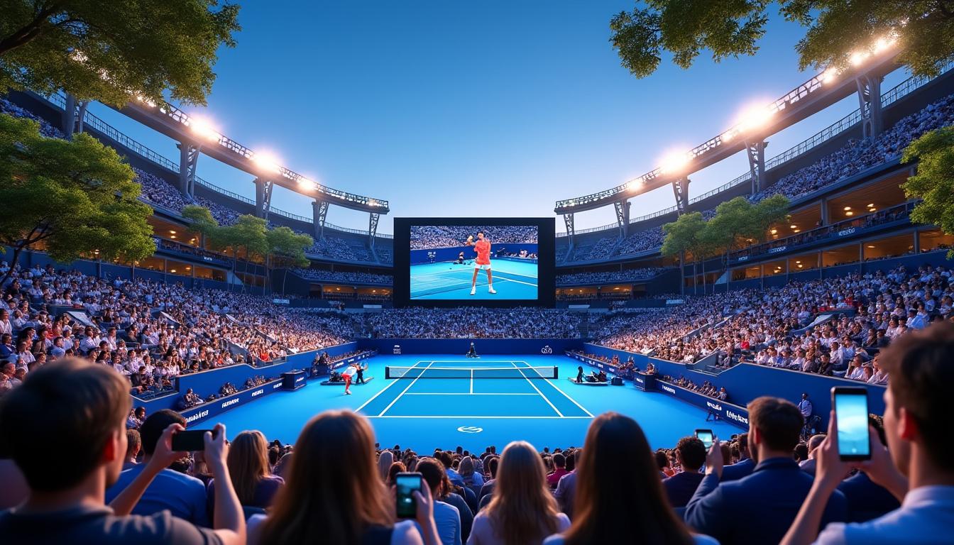plongez dans l'univers du us open avec des vidéos spatiales inédites capturées par l'apple vision pro et l'iphone. découvrez des images immersives et spectaculaires du tournoi de tennis.