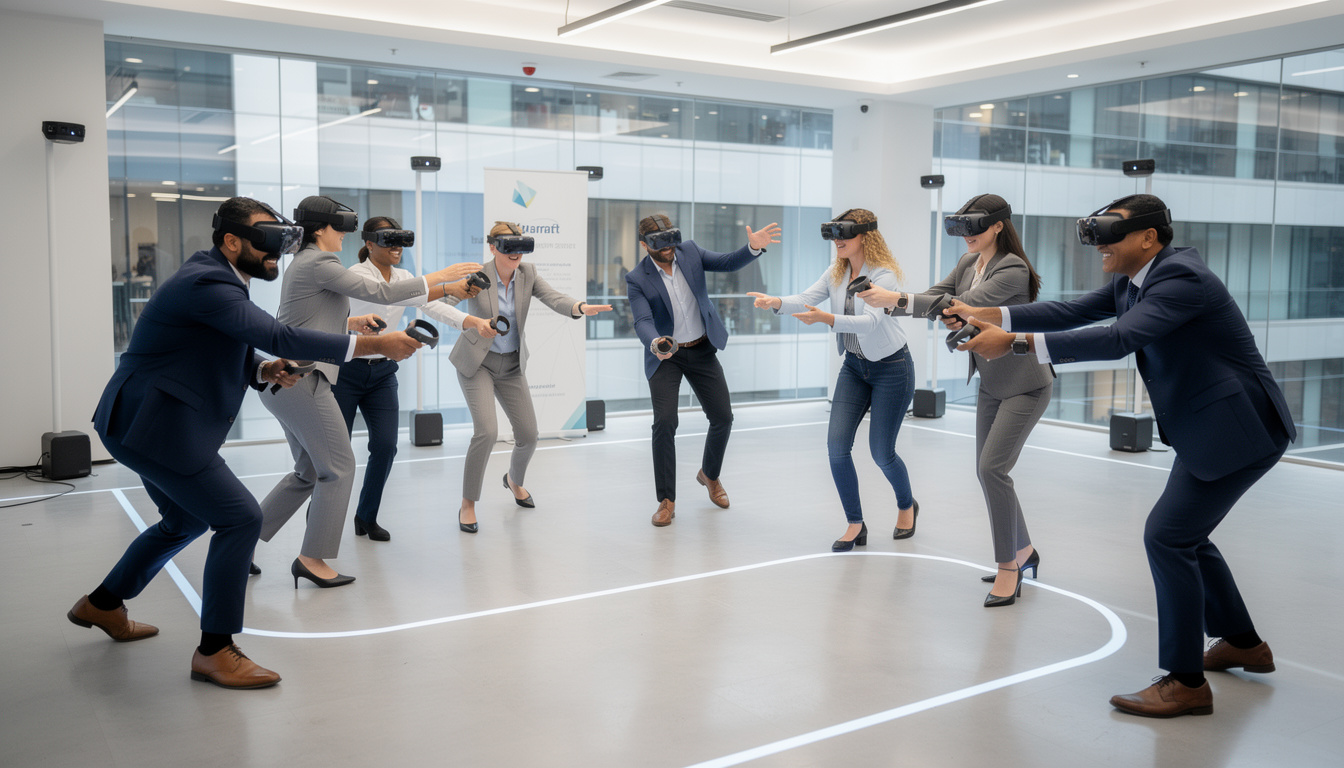 découvrez le vr multijoueur en free-roaming : jouez jusqu'à 8 personnes simultanément sans câble pour une expérience immersive et sans contrainte.